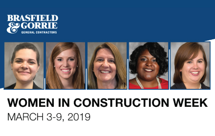 Group of female professionals observed for Women in Construction Week, March 3-9, 2019, by Brasfield & Gorrie.
