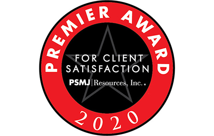 Premier Client Satisfaction Award for 2020 by PSMJ Resources, Inc.