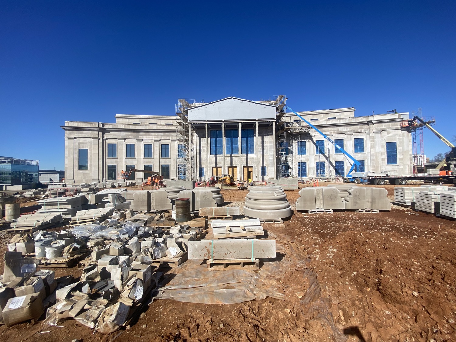 exterior facade limestone installation - 6200 pieces of limestone